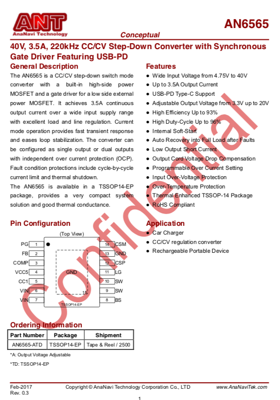 AN6565 DC to DC Vin 40V